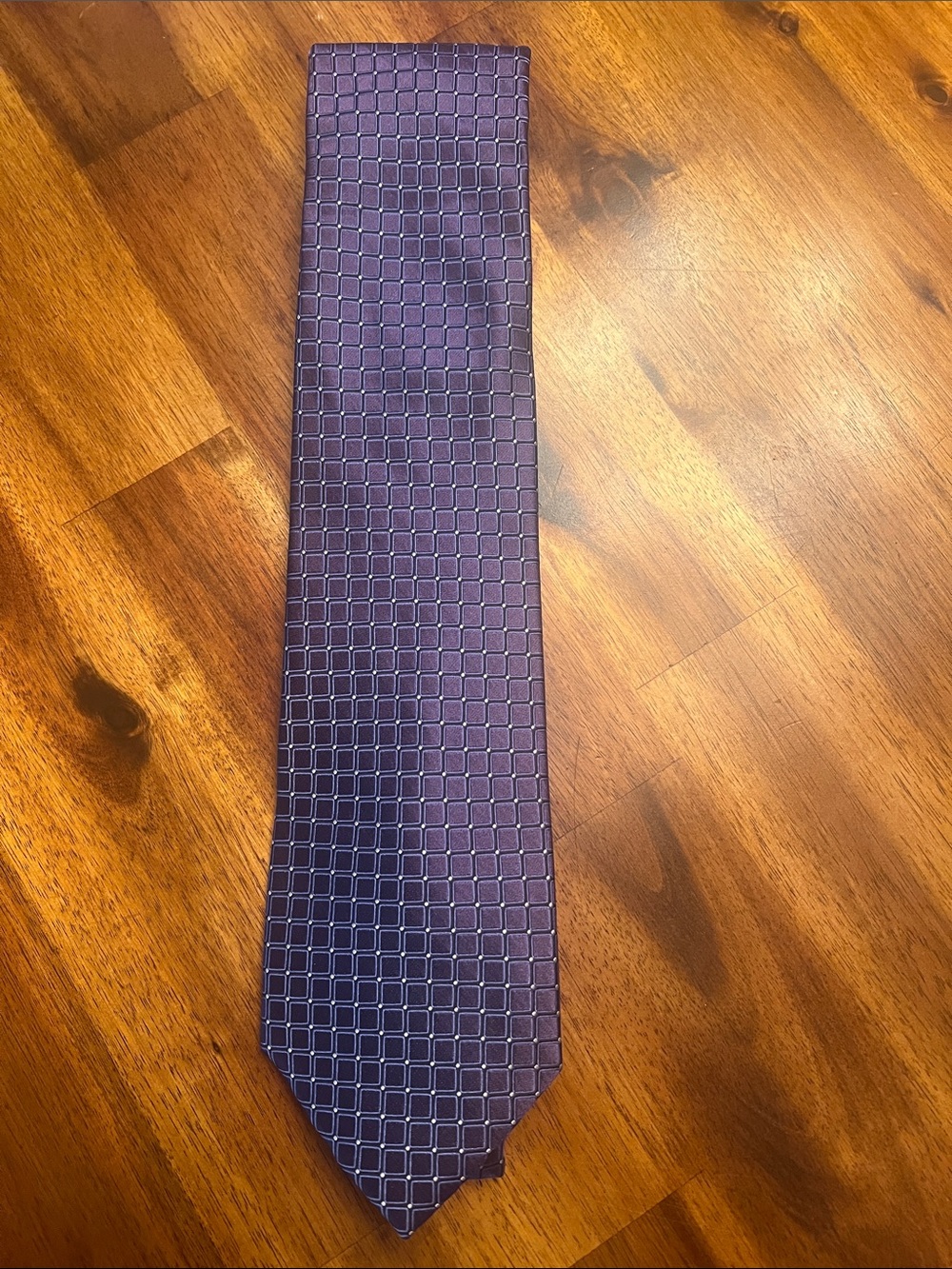 Nautica Purple Grid Pattern Silk-Blend Tie